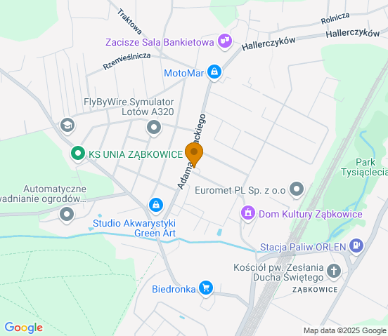 Mapa dojazdu do warsztatu samochodowego w miejscowości Dąbrowa Górnicza