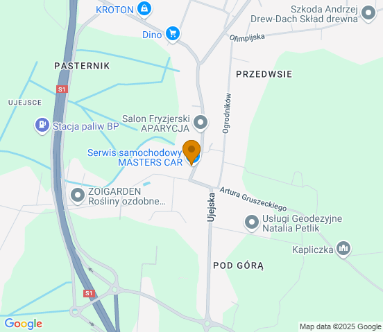 Mapa dojazdu do warsztatu samochodowego w miejscowości Dąbrowa Górnicza