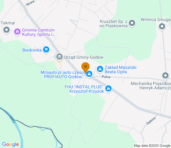 Mapa dojazdu do warsztatu samochodowego w miejscowości Godów