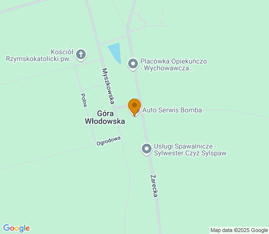 Mapa dojazdu do warsztatu samochodowego w miejscowości Góra Włodowska