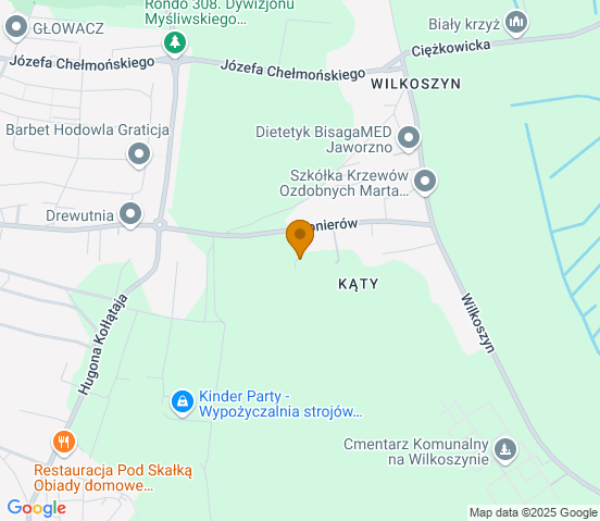 Mapa dojazdu do warsztatu samochodowego w miejscowości Jaworzno