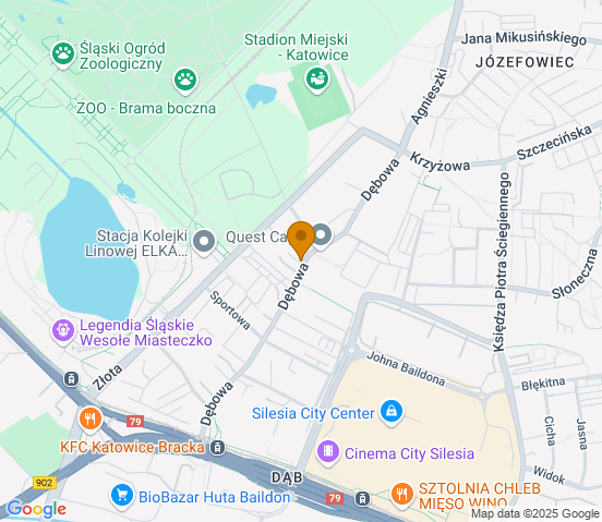 Mapa dojazdu do warsztatu samochodowego w miejscowości Katowice