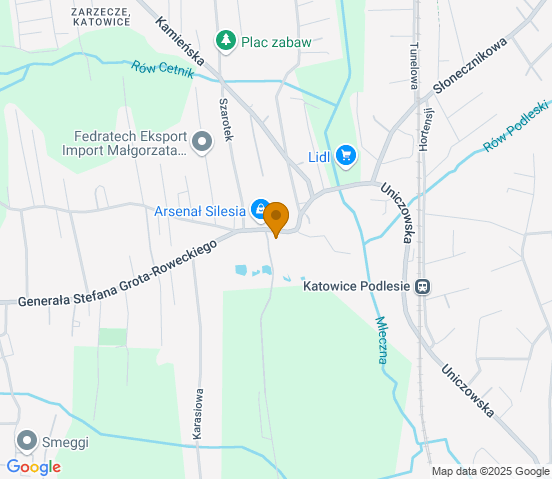 Mapa dojazdu do warsztatu samochodowego w miejscowości Katowice