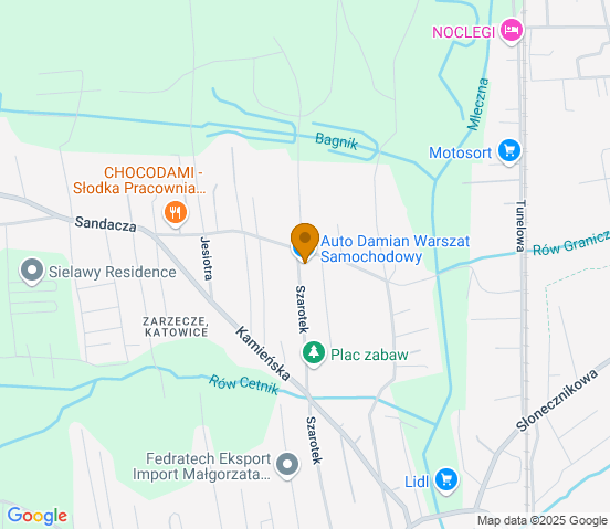 Mapa dojazdu do warsztatu samochodowego w miejscowości Katowice