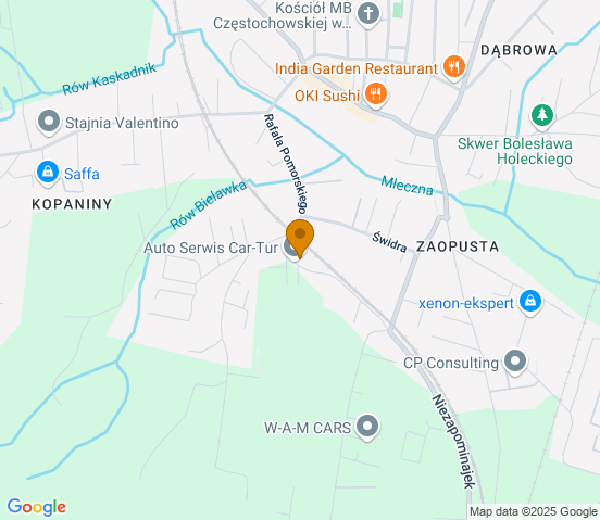 Mapa dojazdu do warsztatu samochodowego w miejscowości Katowice