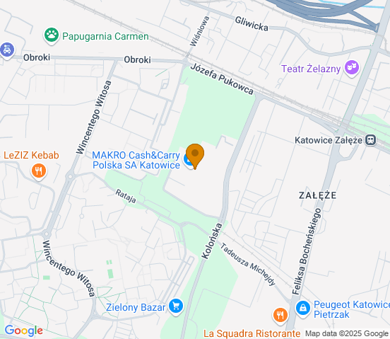 Mapa dojazdu do warsztatu samochodowego w miejscowości Katowice