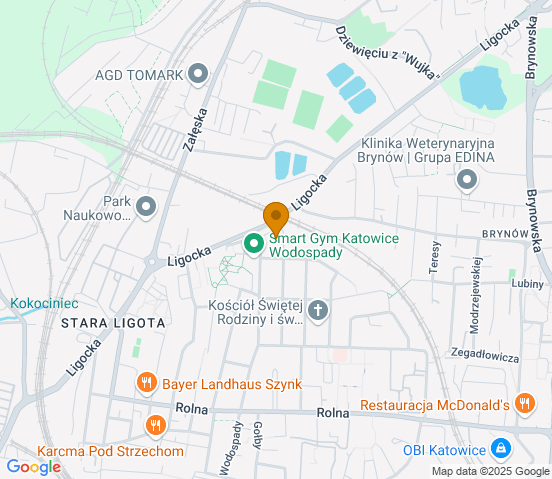 Mapa dojazdu do warsztatu samochodowego w miejscowości Katowice