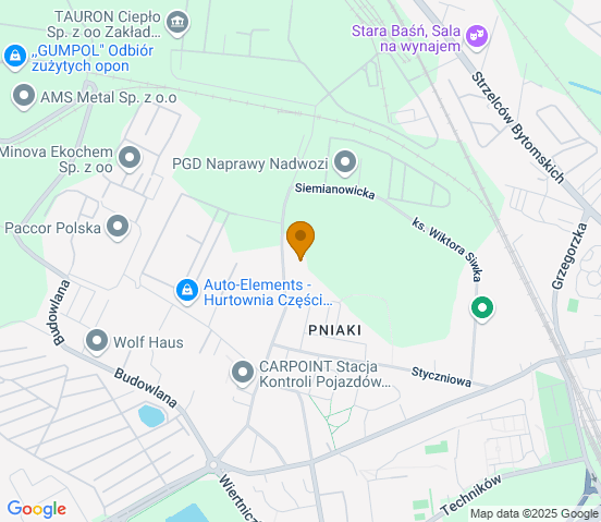 Mapa dojazdu do warsztatu samochodowego w miejscowości Katowice