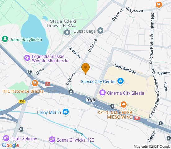 Mapa dojazdu do warsztatu samochodowego w miejscowości Katowice