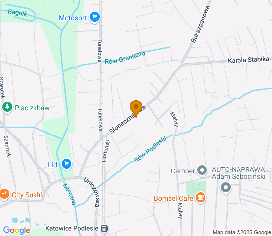 Mapa dojazdu do warsztatu samochodowego w miejscowości Katowice