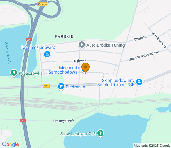 Mapa dojazdu do warsztatu samochodowego w miejscowości Knurów