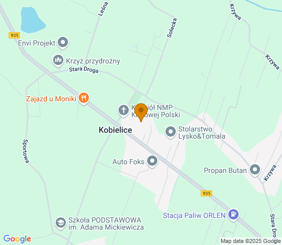 Mapa dojazdu do warsztatu samochodowego w miejscowości Kobielice