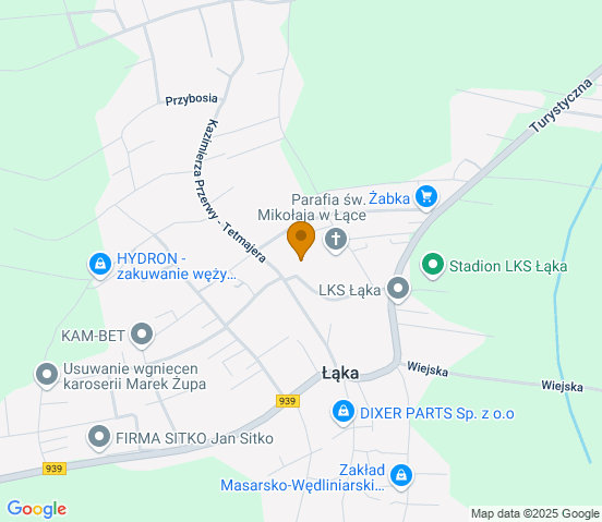 Mapa dojazdu do warsztatu samochodowego w miejscowości Łąka