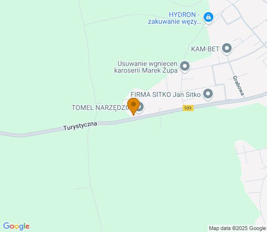 Mapa dojazdu do warsztatu samochodowego w miejscowości Łąka