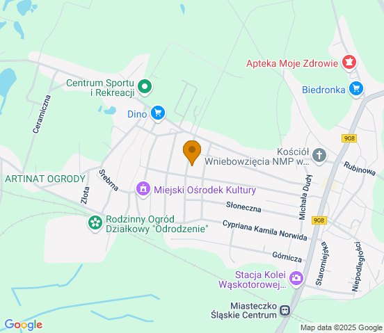 Mapa dojazdu do warsztatu samochodowego w miejscowości Miasteczko Śląskie