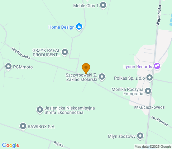 Mapa dojazdu do warsztatu samochodowego w miejscowości Międzyrzecze Dolne
