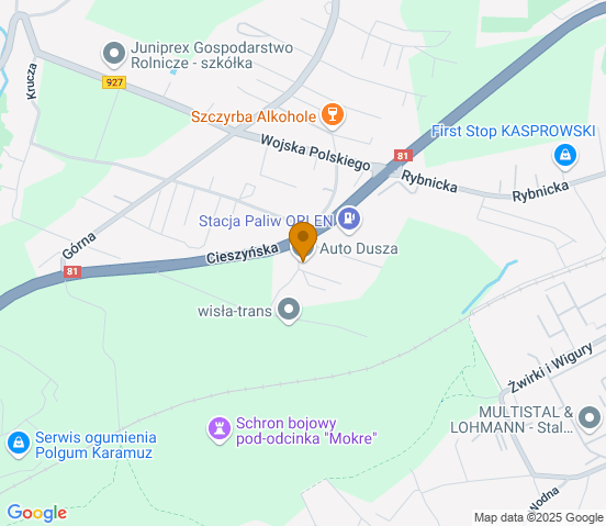 Mapa dojazdu do warsztatu samochodowego w miejscowości Mikołów