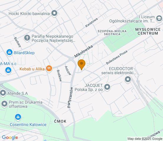 Mapa dojazdu do warsztatu samochodowego w miejscowości Mysłowice