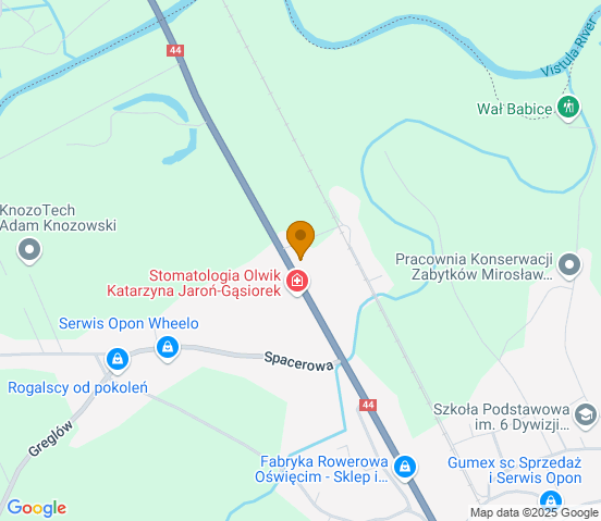 Mapa dojazdu do warsztatu samochodowego w miejscowości Oświęcim-Babice