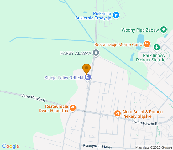 Mapa dojazdu do warsztatu samochodowego w miejscowości Piekary Śląskie