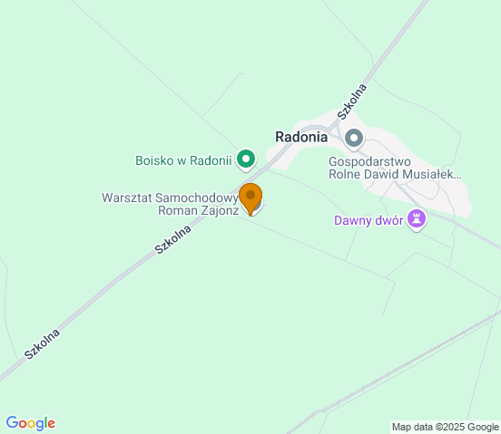 Mapa dojazdu do warsztatu samochodowego w miejscowości Radonia