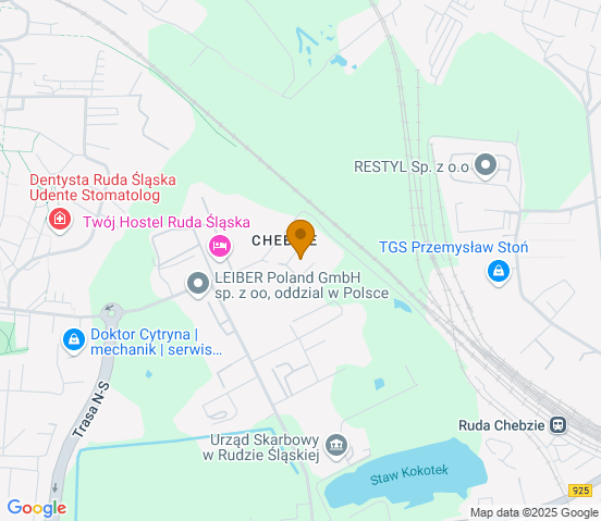 Mapa dojazdu do warsztatu samochodowego w miejscowości Ruda Śląska