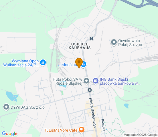 Mapa dojazdu do warsztatu samochodowego w miejscowości Ruda Śląska