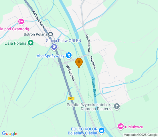 Mapa dojazdu do warsztatu samochodowego w miejscowości Ustroń