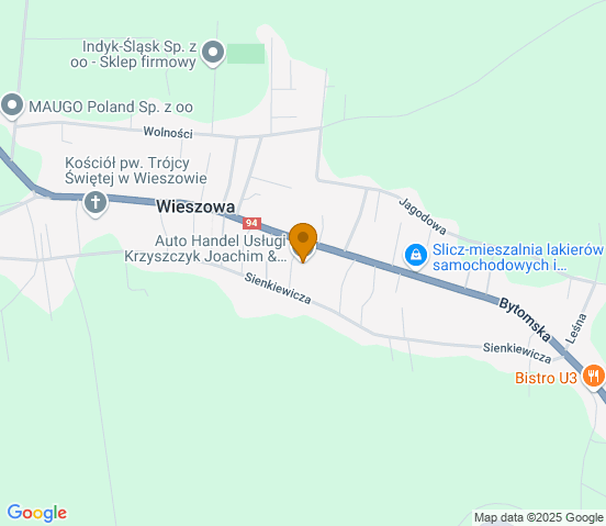 Mapa dojazdu do warsztatu samochodowego w miejscowości Wieszowa