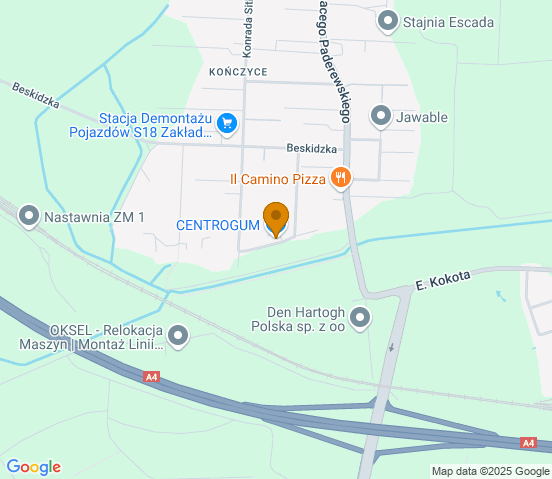 Mapa dojazdu do warsztatu samochodowego w miejscowości Zabrze