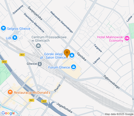 Mapa dojazdu do warsztatu samochodowego w miejscowości Zabrze