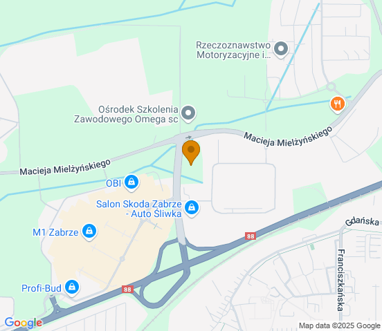 Mapa dojazdu do warsztatu samochodowego w miejscowości Zabrze