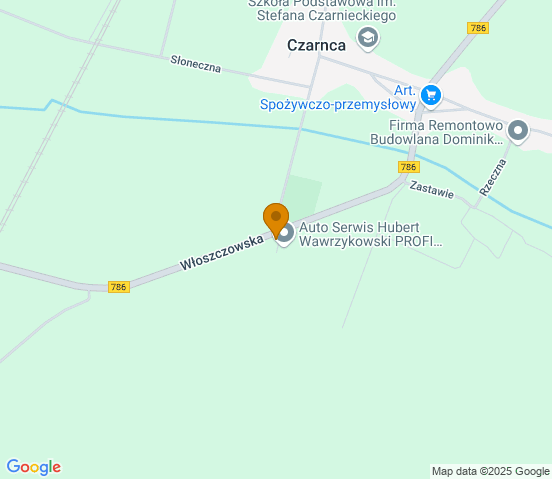 Mapa dojazdu do warsztatu samochodowego w miejscowości Czarnca