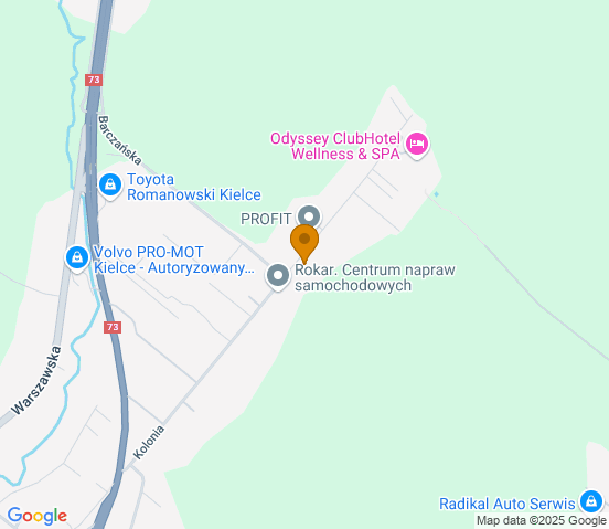 Mapa dojazdu do warsztatu samochodowego w miejscowości Dąbrowa
