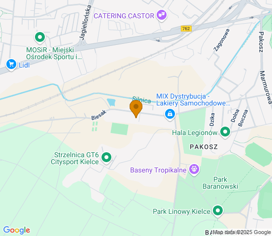 Mapa dojazdu do warsztatu samochodowego w miejscowości Kielce