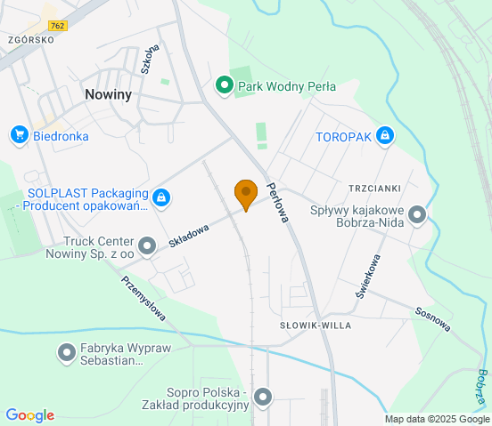 Mapa dojazdu do warsztatu samochodowego w miejscowości Nowiny