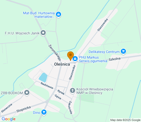 Mapa dojazdu do warsztatu samochodowego w miejscowości Oleśnica