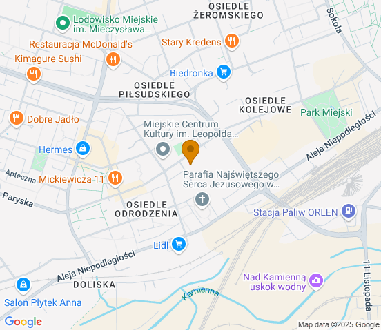 Mapa dojazdu do warsztatu samochodowego w miejscowości Skarżysko-Kamienna