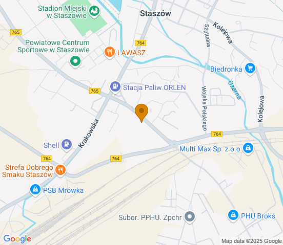 Mapa dojazdu do warsztatu samochodowego w miejscowości Staszów