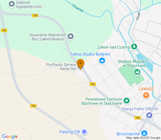 Mapa dojazdu do warsztatu samochodowego w miejscowości Staszów