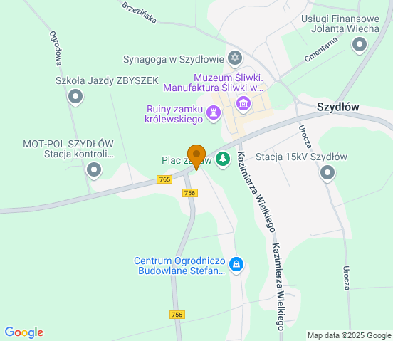 Mapa dojazdu do warsztatu samochodowego w miejscowości Szydłów