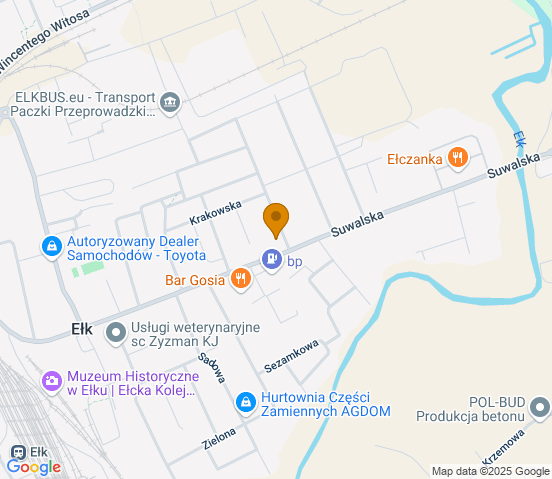 Mapa dojazdu do warsztatu samochodowego w miejscowości Ełk