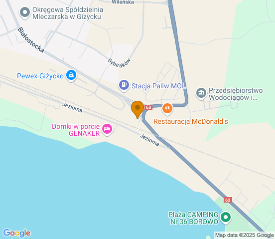 Mapa dojazdu do warsztatu samochodowego w miejscowości Giżycko