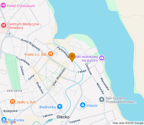 Mapa dojazdu do warsztatu samochodowego w miejscowości Olecko