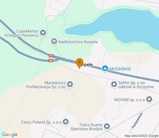 Mapa dojazdu do warsztatu samochodowego w miejscowości Szczytno