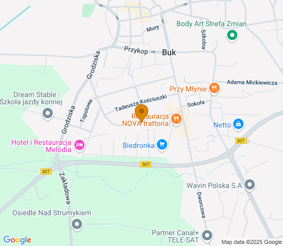 Mapa dojazdu do warsztatu samochodowego w miejscowości Buk