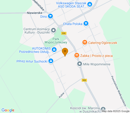Mapa dojazdu do warsztatu samochodowego w miejscowości Duszniki Wielkopolskie