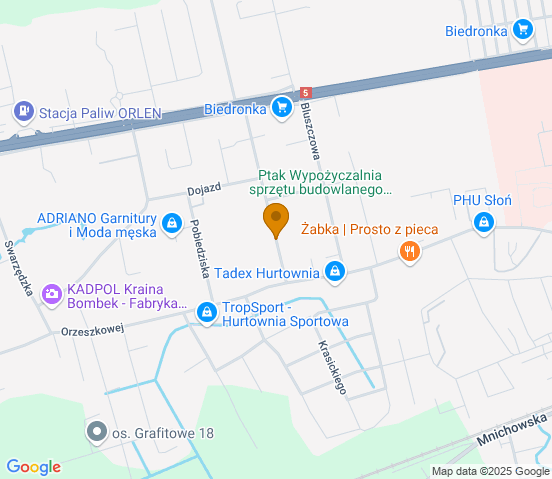 Mapa dojazdu do warsztatu samochodowego w miejscowości Gniezno