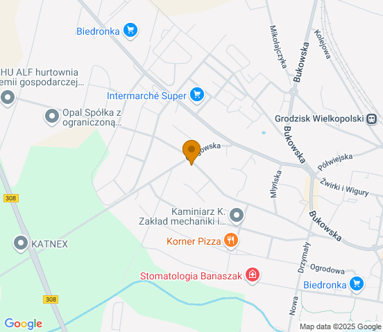 Mapa dojazdu do warsztatu samochodowego w miejscowości Gorzów Wielkopolski