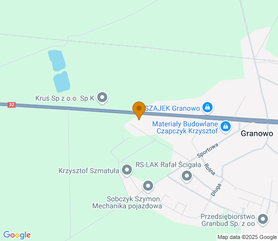 Mapa dojazdu do warsztatu samochodowego w miejscowości Granowo